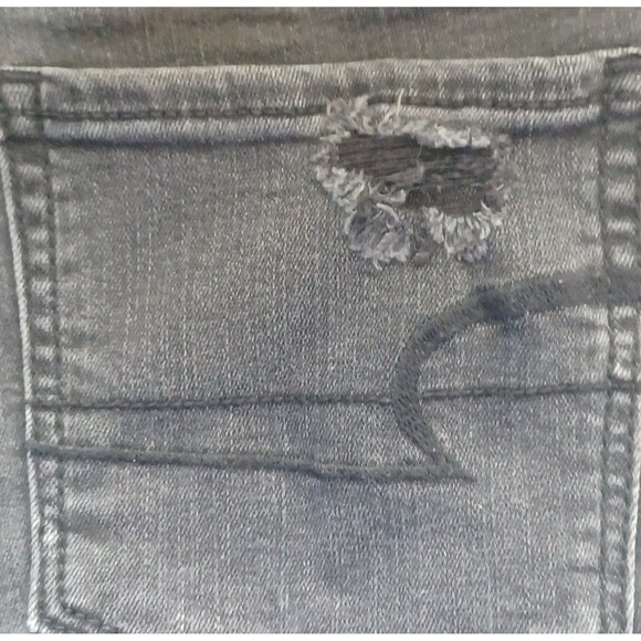 American Eagle Denim Shorts Sz 0 High Rise Shortie Distressed Thrashed Damaged - Picture 8 of 12